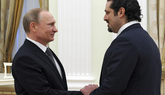 
Tổng thống Nga Vladimir Putin đón tiếp cựu Thủ tướng Lebanon Saad Hariri. Ảnh: Reuters
