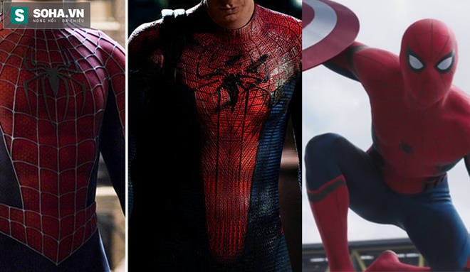 Sự khác biệt của Spider Man tron Captain America: Civil War (Ngoài cùng bên phải) thu hút sự chú ý của người hâm mộ.