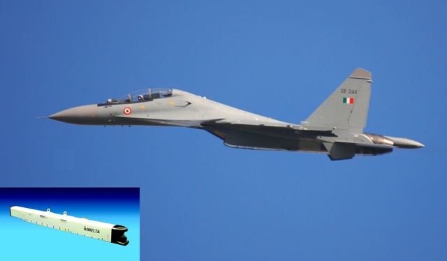 
Máy bay Su-30MKI và pod khí tài gây nhiễu EL/M-8222 (ảnh nhỏ)
