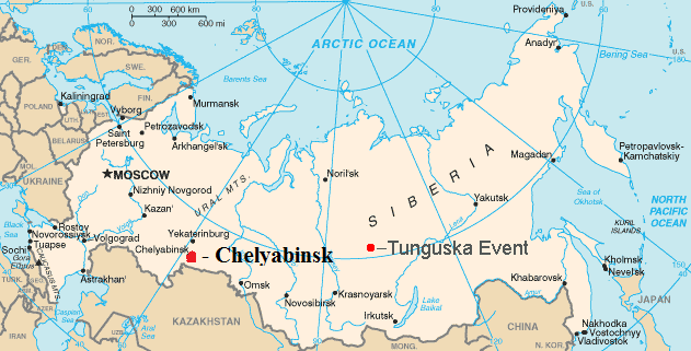 
Vị trí địa điểm của 2 vụ nổ trên không tại Nga. Ảnh: Google Earth.
