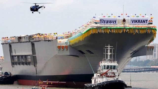 Toành cảnh lễ hạ thủy hoành tráng siêu tàu sân bay Ấn