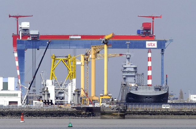 Photo: Vladivostok, a Mistral class vessel at shipyard in Saint-Nazaire, France, 19 March 2014