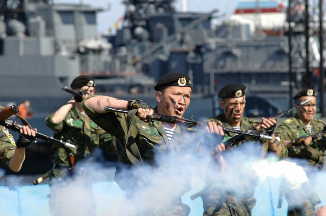 On November 27 Russian Marines mark the 309th anniversary. Photo: Russias Northern Fleet marines take part in a parade to mark the Navy Day