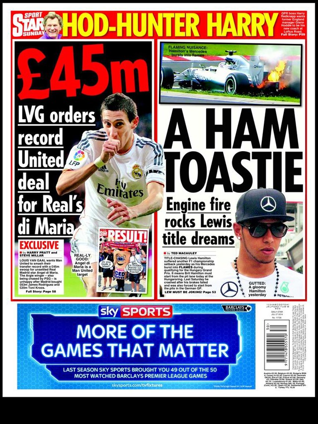 Báo Anh đưa tin Man United chi 45 triệu bảng cho Di Maria