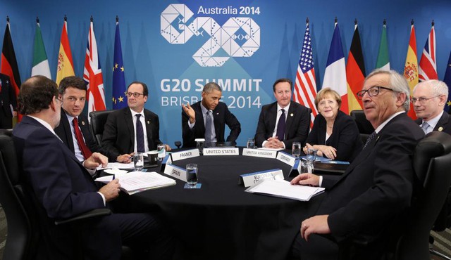 Tổng thống Mỹ Barack Obama nhóm họp với các nhà lãnh đạo châu Âu bên lề hội nghị G20 ở Brisbane, Australia, để bàn về tình hình Ukraine.