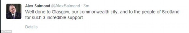 Ông Salmond chia sẻ trên Twitter ngay trước bài phát biểu của mình tại Edinburgh.