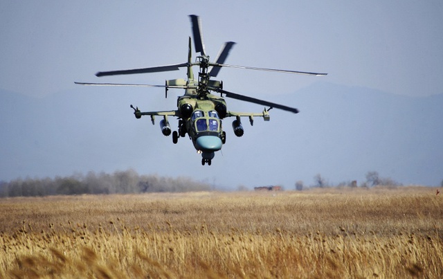 Trực thăng tấn công Kamov Ka-52 được trang bị hệ thống cánh quạt đồng trục khác biệt.