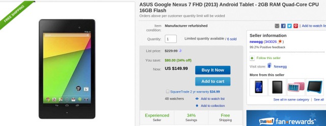 Nexus 7 (2013) refurbished bản 16GB giá chỉ 3 triệu đồng