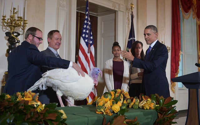Tổng thống Mỹ Barack Obama xá tội cho gà tây trong một nghi lễ truyền thống tại Nhà Trắng trước lễ Tạ ơn.