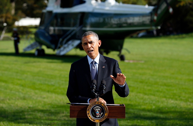 Tổng thống Mỹ Barack Obama phát biểu về dịch Ebola trước Nhà Trắng ở thủ đô Washington.