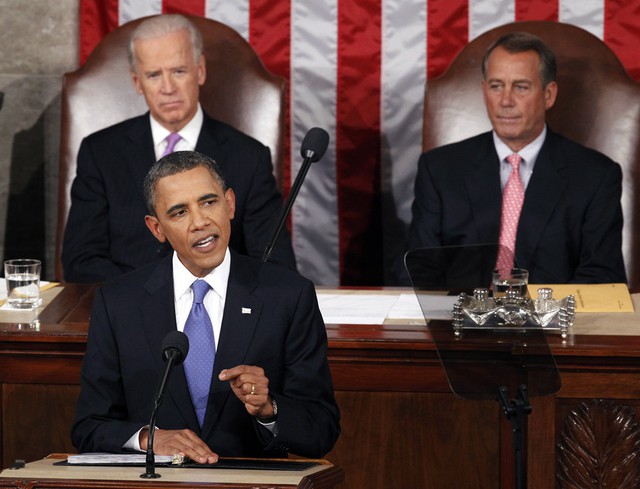 Tổng thống Obama phát biểu tại Quốc hội Ảnh: AP