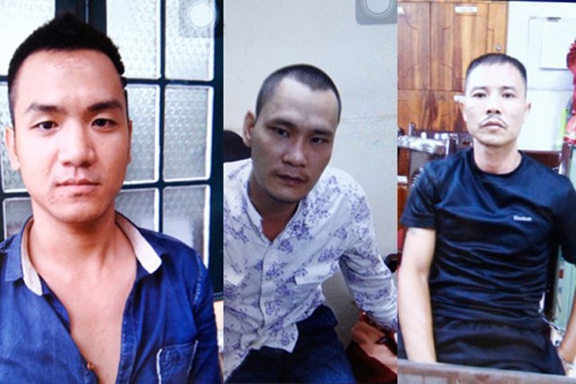Ba đối tượng Thuận, Tuấn, Bình tại cơ quan điều tra.