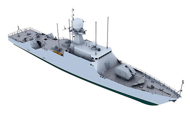 Thiết kế tàu tên lửa thuộc đề án 21632 mang tên lửa chống hạm Yakhont.