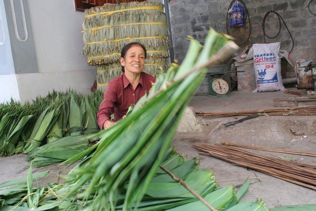 Lá tươi được thu mua với giá 8.000 đồng/kg từ hầu hết những người dân trong làng