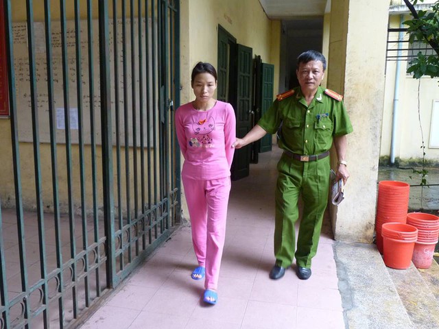 Đối tượng Vũ Thị Nguyệt tại cơ quan điều tra.
