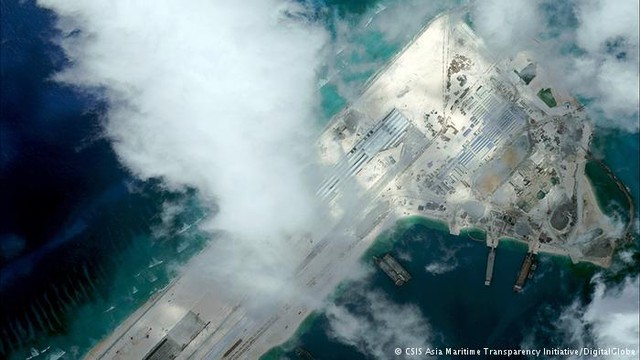 Ảnh vệ tinh cơ sở hạ tầng mà Trung Quốc xây dựng trái phép trên Đá Chữ Thập, thuộc quần đảo Trường Sa của Việt Nam. Ảnh: CSIS.