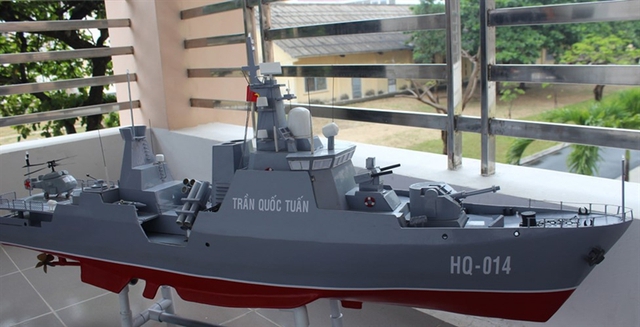 Mô hình tàu hộ vệ tên lửa Gepard-3.9 số hiệu 014 - Trần Quốc Tuấn của học viên sĩ quan Học viện Hải quân
