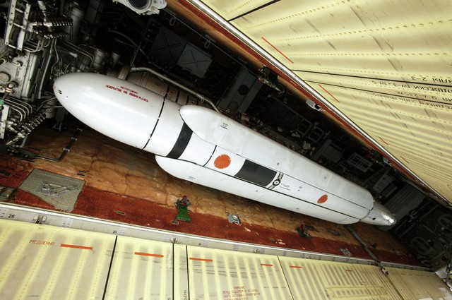 An air-to-surface cruise missile installed on a Tu-160 strategic bomber