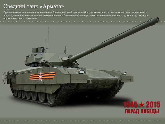 Hình ảnh chính thức về mẫu xe tăng hạng trung T-14 Armata do Bộ Quốc phòng Nga công bố.