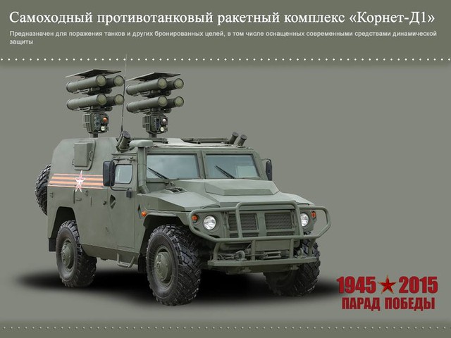 Hình ảnh chính thức về hệ thống tên lửa chống tăng Kornet-D1 do Bộ Quốc phòng Nga công bố.
