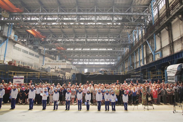 
Hình ảnh 1 trong 2 tàu Gepard tiếp theo đang được đóng tại nhà máy Zelenodolsk vào tháng 06-2015.
