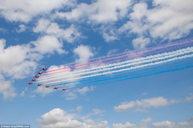 The ‘smoke’ produced during displays is actually vapour. The primary reason  visible vapour is used is for safety, as they allow the Team Leader to judge the wind speed and direction far more accurately than by any other means