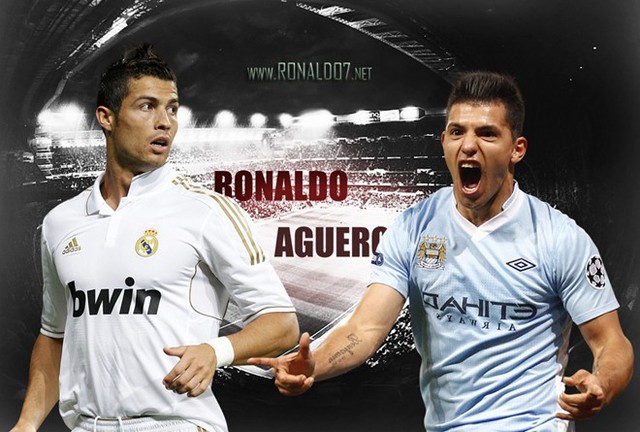 Cristiano Ronaldo (trái) được đánh giá cao hơn nhiều so với Sergio Aguero (phải). Ảnh: Sport.