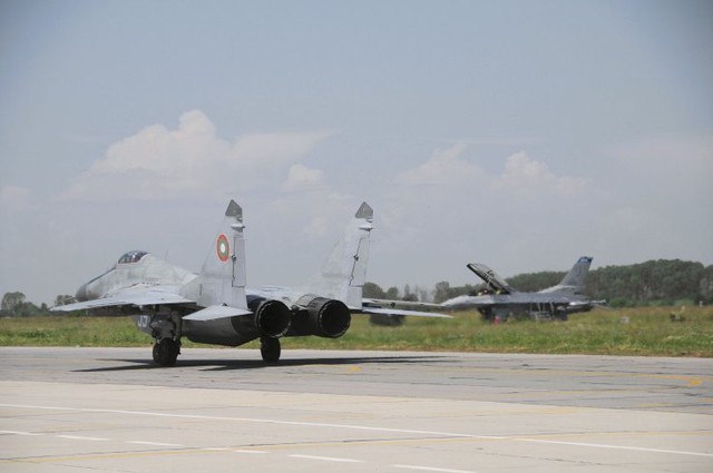 A Bulgarian MiG-29 taxis at Graff Ignatievo Airbase during &apos;Thracian Star 2014&apos;: a yearly Bulgarian exercise held since 2005. Sofia is looking to Poland to help keep its MiG-29 fleet airborne. (USAF/Capt Jodi Kiminski)
