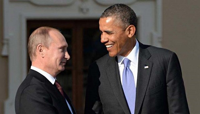 Tổng thống Mỹ Barack Obama (phải) và Tổng thống Nga Vladimir Putin.