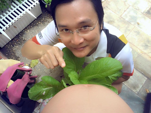Nhạc sĩ Nguyễn Nhất Huy tỏ ra rất hạnh phúc khi sắp được làm cha