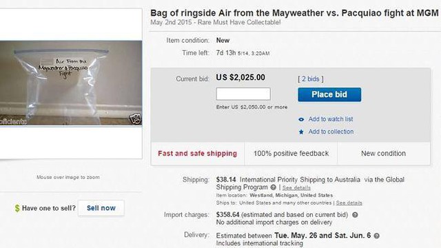 Hình ảnh ban đầu của túi khí rao bán trên eBay