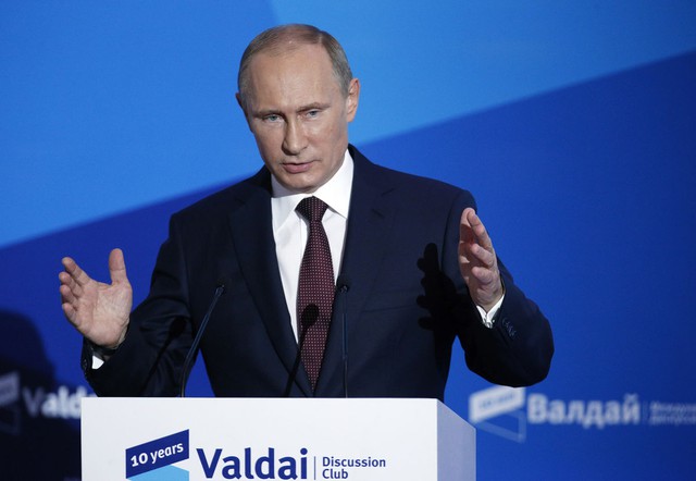 Ông Putin phát biểu tại hội nghị thường niên Valdai. Ảnh: AFP