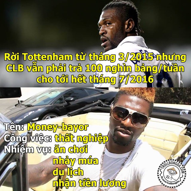 Adebayor dường như là cầu thủ nhàn hạ nhất thế giới.