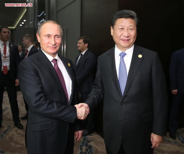 
Ông Tập và ông Putin gặp nhau ở hội nghị thượng đỉnh G-20 tại Antalya, Thổ Nhĩ Kỳ hôm 15-16/11. Ảnh: Xinhua
