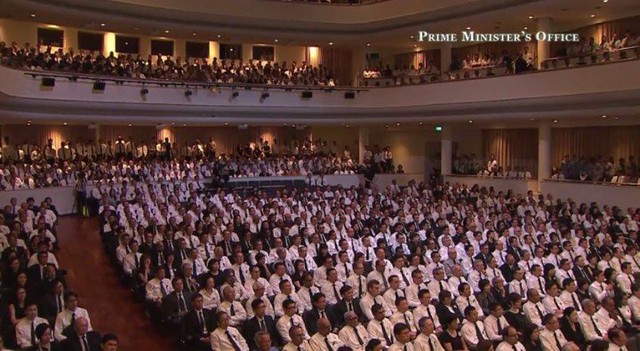 Hội trường tại Đại học Quốc gia Singapore (NUS), nơi lễ tang của ông Lý Quang Diệu được cử hành.
