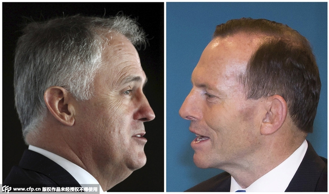 
Ông Abbott (phải) thất bại trước ông Turnbull vì để kinh tế Australia đi xuống. Ảnh: CFP
