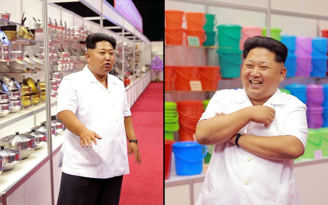 
Nhà lãnh đạo Triều Tiên Kim Jong Un tham quan một triển lãm đồ gia dụng ở thành phố Bình Nhưỡng.

