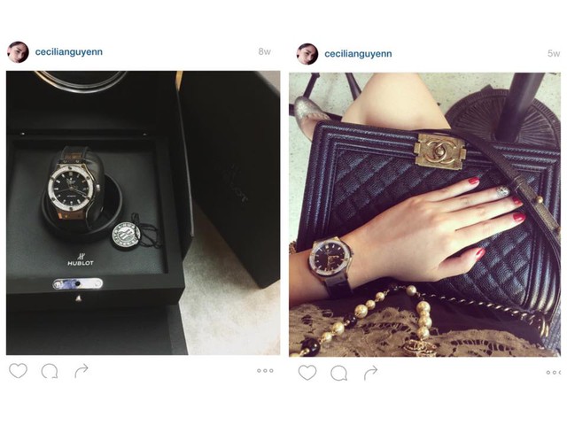 Đồng hồ Hublot classic fusion giá là 170 triệu đồng là chiếc đồng hồ yêu thích của cô nàng.