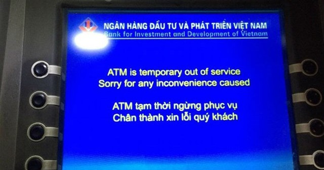 Ảnh chụp lại ATM của BIDV tại phố Tôn Thất Tùng chiều ngày 5/4.