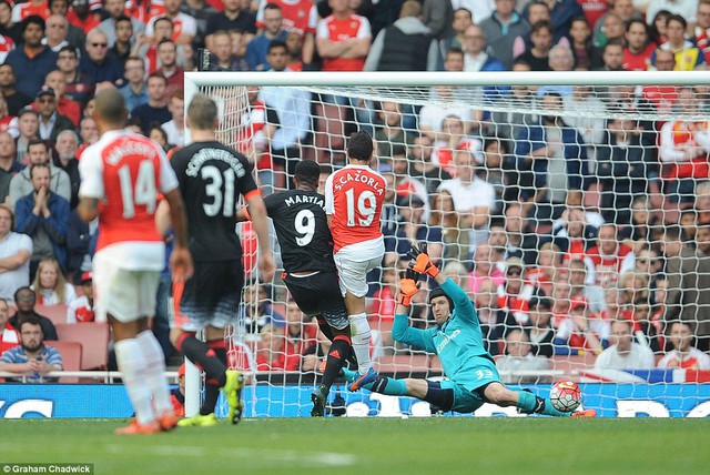 
Martial là cầu thủ chơi ổn nhất phía Man United nhưng cũng không thể ghi bàn khi Cech quá xuất sắc.
