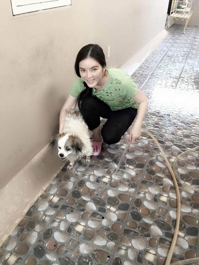 Cựu Đại sứ du lịch Việt Nam Lý Nhã Kỳ có sở thích tự mình chăm sóc cho cún cưng.