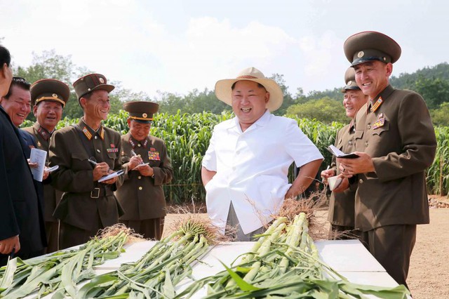 Nhà lãnh đạo Kim Jong Un thăm cánh đồng tại trang trại số 1116 của quân đội Triều Tiên.