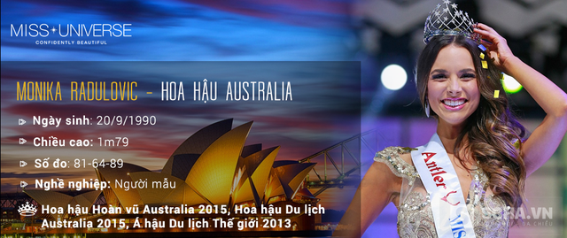 
Top 15 - Hoa hậu Australia: Monika Radulovic.
