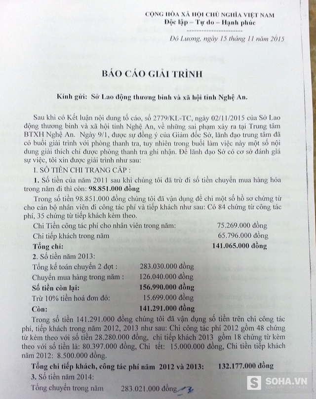 
Bản báo cáo giải trình của ông Phú trước khi lâm bệnh gửi lãnh đạo Sở xem xét và đánh giá về sự việc.
