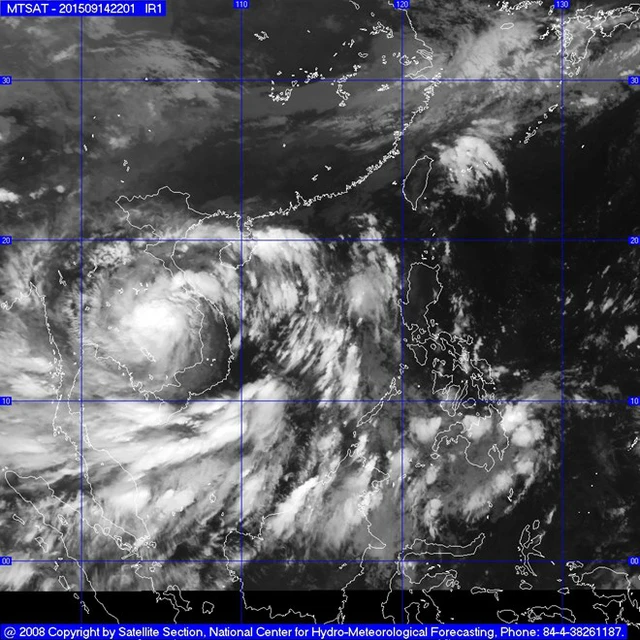 Hình ảnh cơn bão số 3 suy yếu sau khi đổ bộ vào Việt Nam. Ảnh: TT DBKTTV TƯ