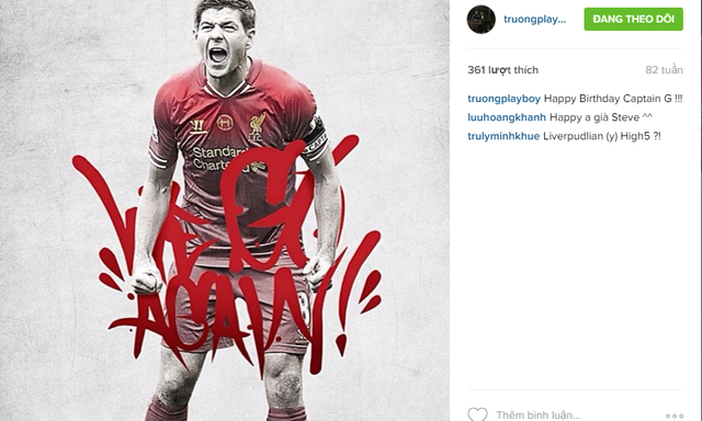 
Xuân Trường rất hâm mộ cựu ĐT Liverpool Steven Gerrard.
