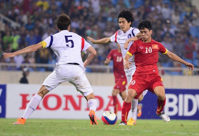 Công Phượng trong trận đấu với U23 Hàn Quốc hôm qua.