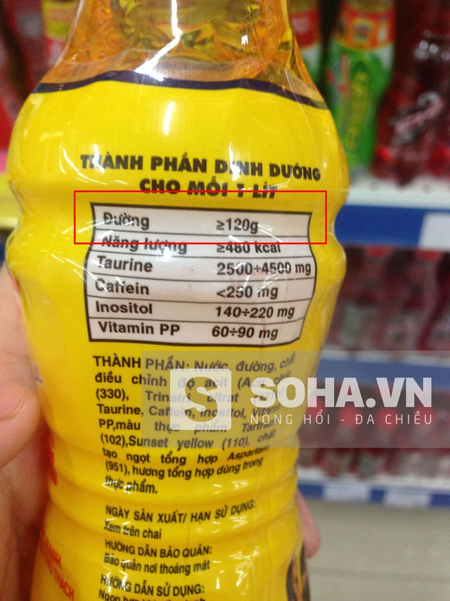 
Trong 330ml nước tăng lực Number 1 chứa 40g đường.
