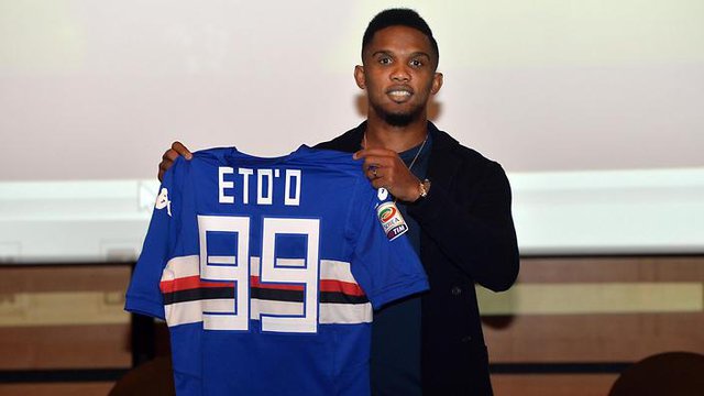 Tháng 1/2015, Etoo chính thức chuyển sang thi đấu cho Sampdoria
