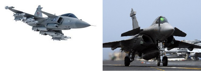 
Cánh mũi của Jas-39 Gripen và Rafale đặt cao hơn mặt phẳng cánh chính.
